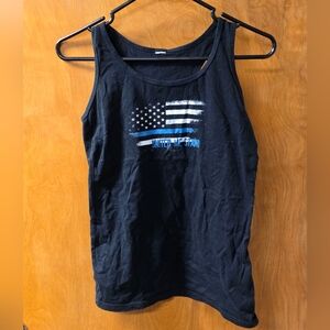 United We Stand Blue Lives Matter Flag Racerback Tank Top S